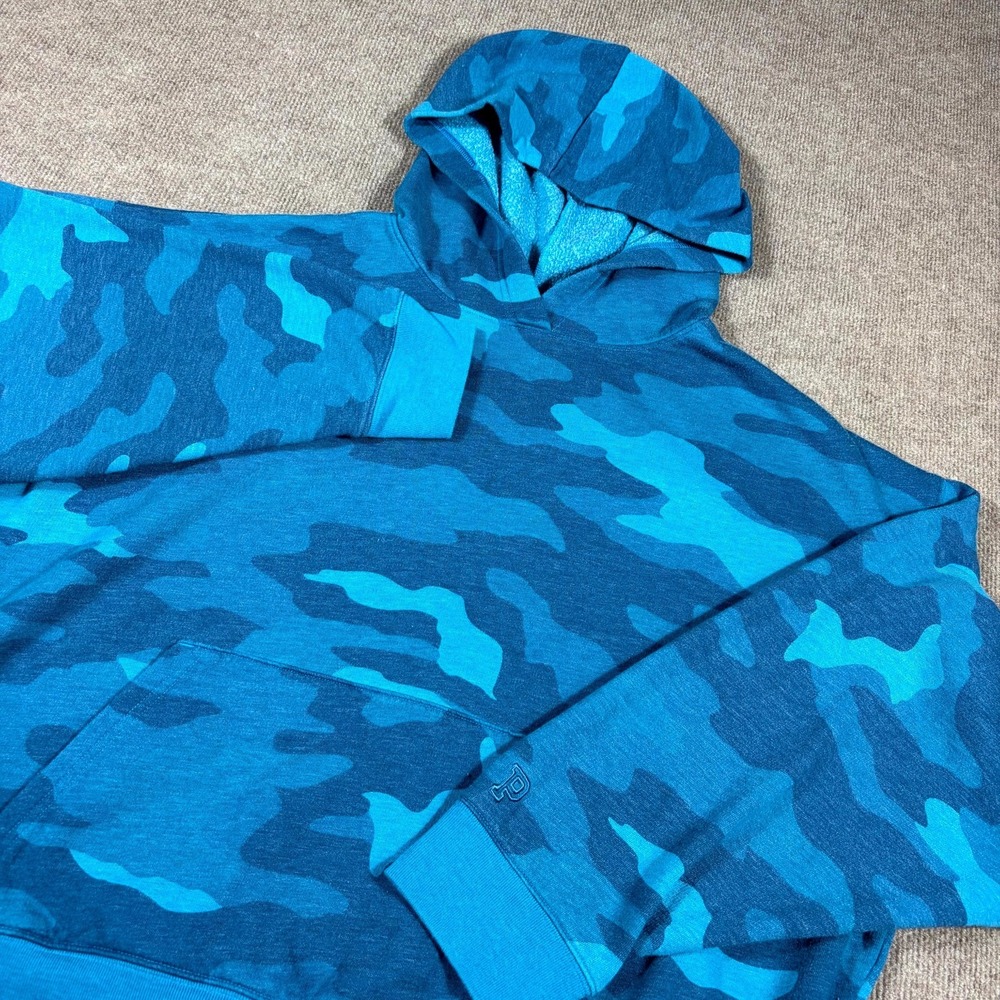 Victoria Secret PINK Hoodie Womens Large Blue Camouflage Fleece Lined Pockets